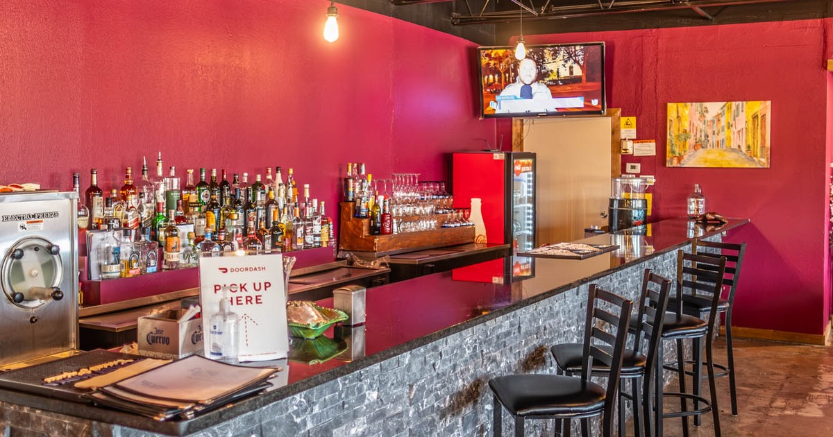 Interior, bar and bar stools