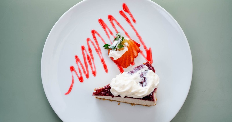 Raspberry cheesecake, top view