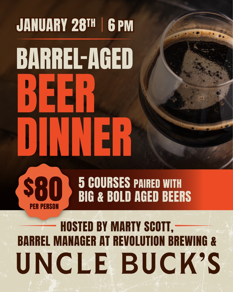 Barrel Aged Beer Dinner: Sponsored by Revolution Brewing event photo