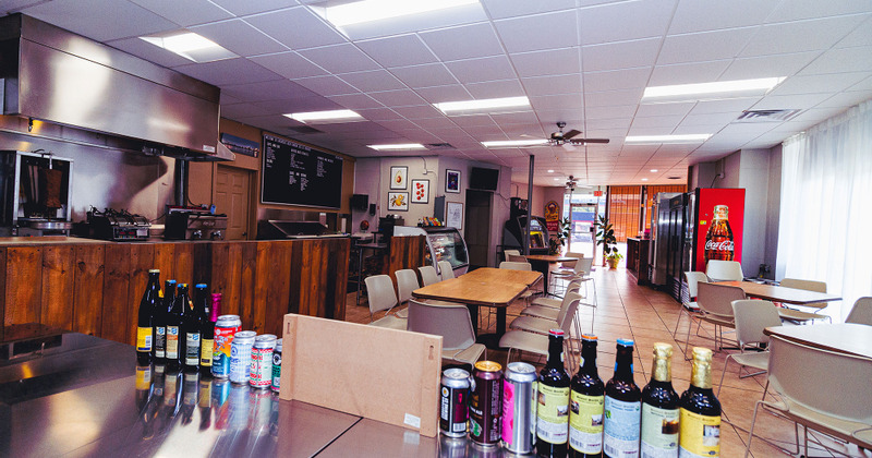 Interior, drinks lined up