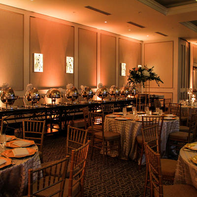 Interior seating area with catering food heaters