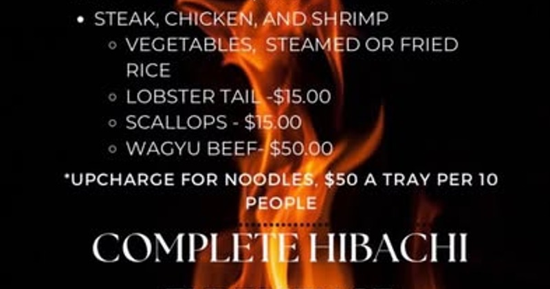 A menu for a "Complete Hibachi" dining option