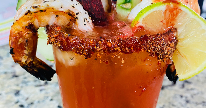 Michelada with shrimp