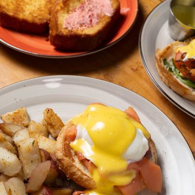 Multiple food plates.