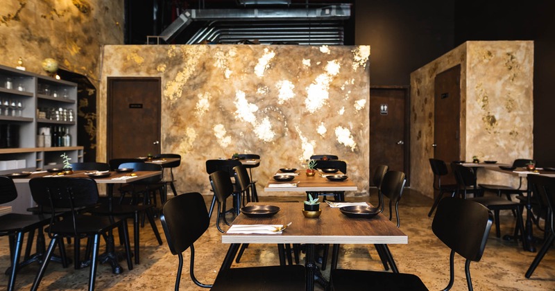 Interior, set dining tables