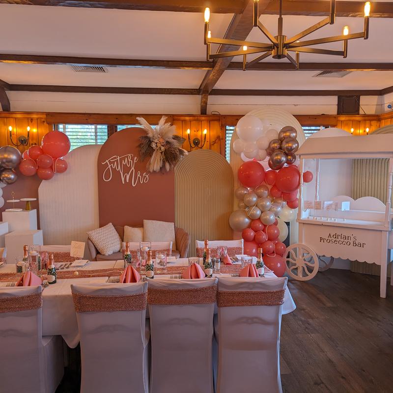 Fully set table and birthday ornaments