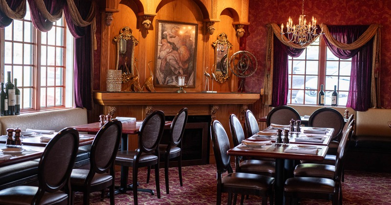 Interior, dining area with tables and chairs