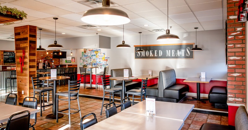 Cozy interior dining area with tables ready for guests