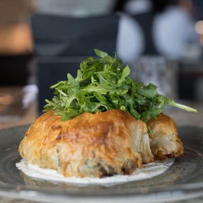 Spinach Pie - leeks, arugula, tzatziki