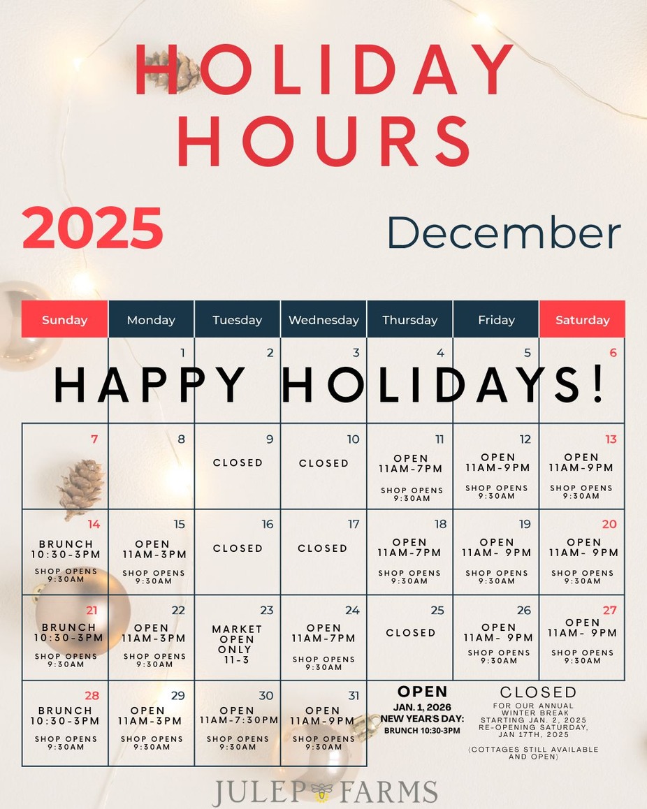 Holiday Hours event photo