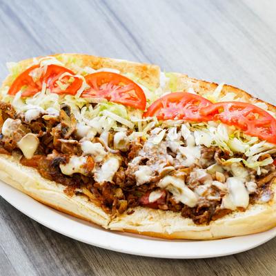 Steak & Cheese Grinder, close up.