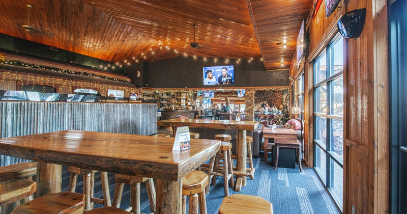 Interior, wooden seating area