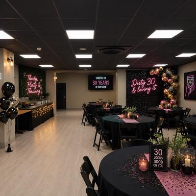Retirement party setup of the function room.