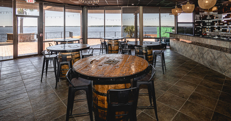 Restaurant interior, tables ready for guests