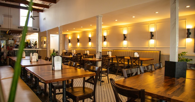 Diner area, tables, chairs