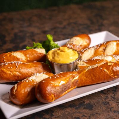 Bavarian Pretzel Sticks, served with horseradish mustard.