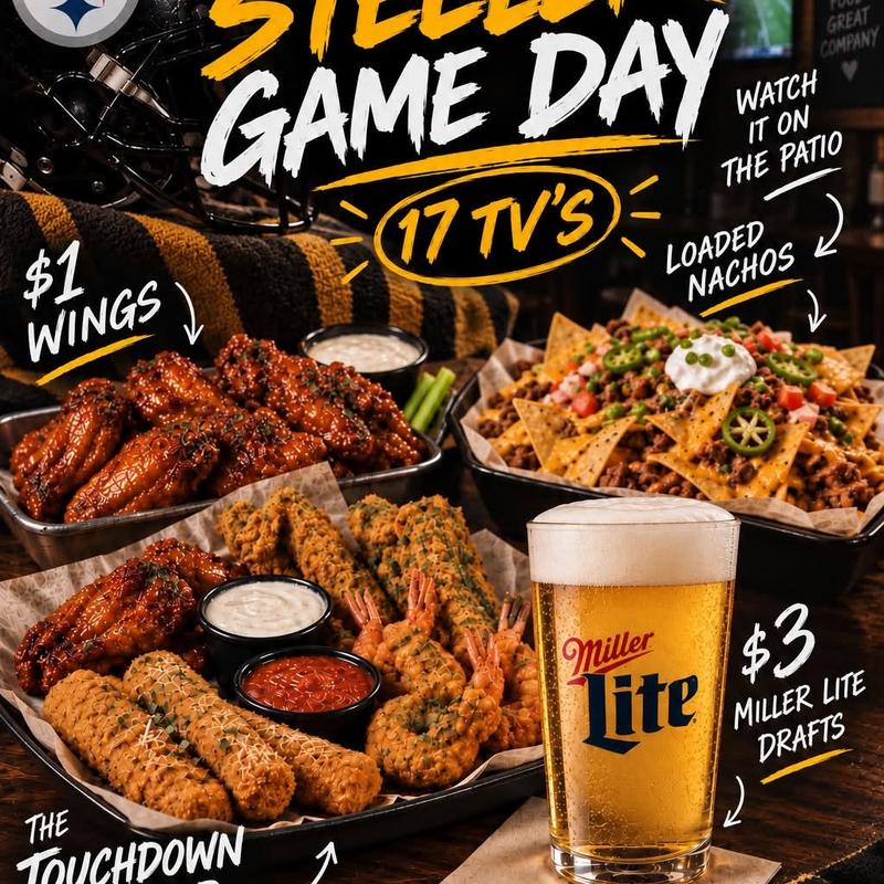 menu item 1 of 96, STEELER GAME DAY MENU