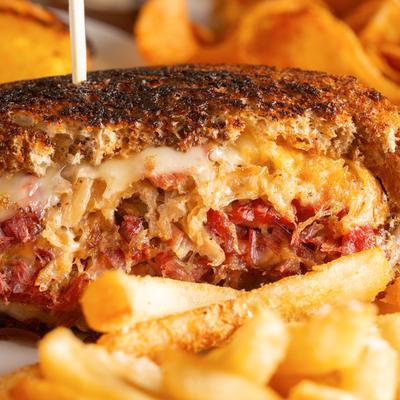Reuben sandwich and fries.