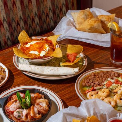 Served food on the table.