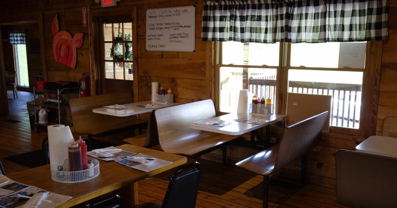 Interior, dining tables and seating