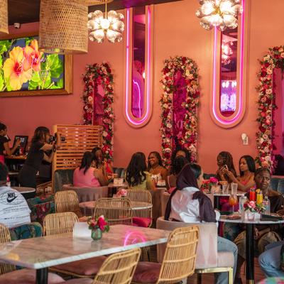 Dining area, customers sitting at the tables.