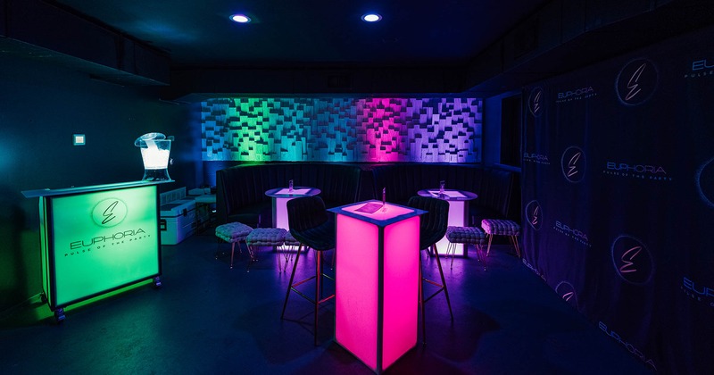 Night club interior, seating area