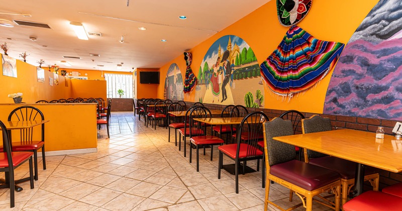 Dining area, beautiful decorations on the walls