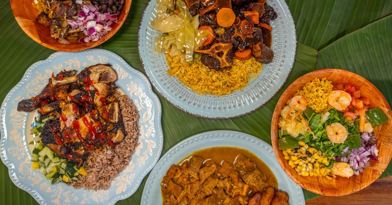 A top view of served food