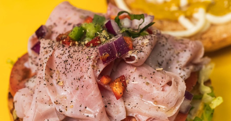 A served ham sandwich