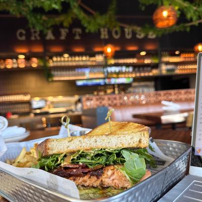 Steak and Chimichurri sandwich, with arugula.