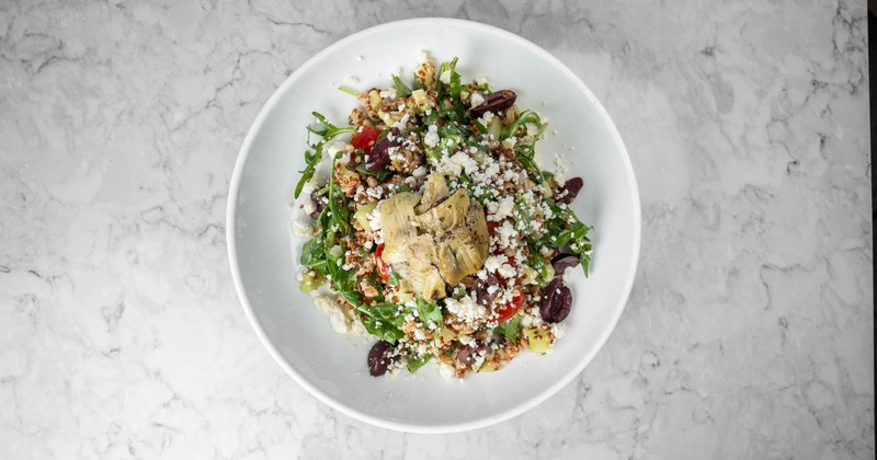 A plate of Mixed Greens, top view