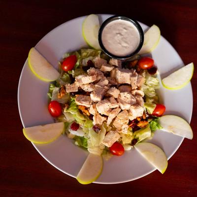 Chicken, Apple & Walnut, dressing on the side.