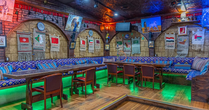 Cozy interior seating area in Arabic style