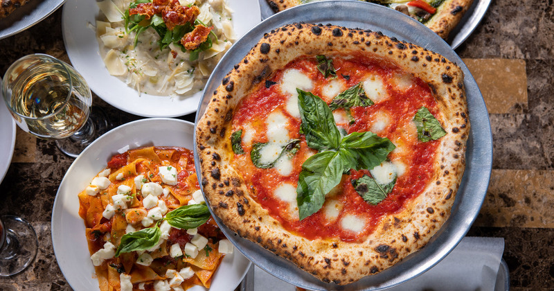 Different dishes displayed, top view