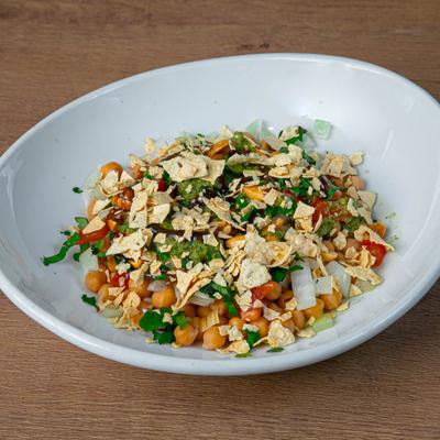 Chickpea salad dish.