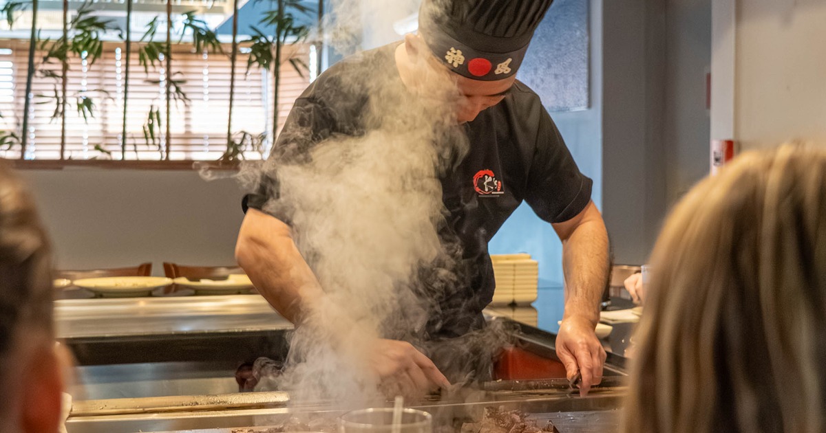 Chef cooking at the grill