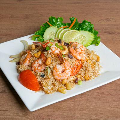 Fried rice with pineapple and shrimp.