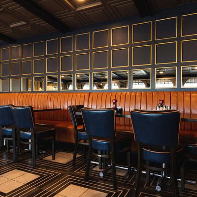 Interior, tables, chairs, benches, decorative mirrors