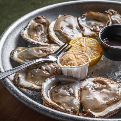 Raw oysters on the half shell
