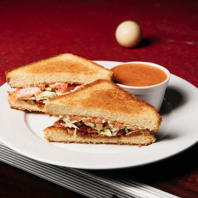 Toast sandwich cut in half