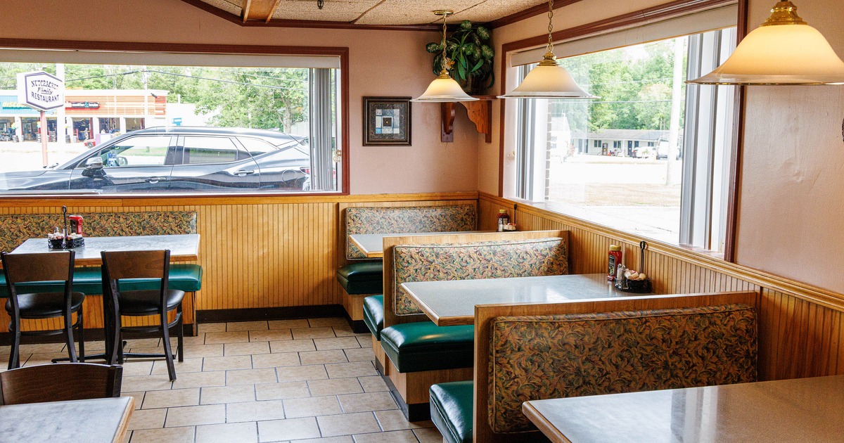 Interior, booths with tables