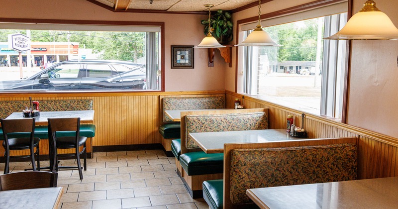 Interior, booths with tables