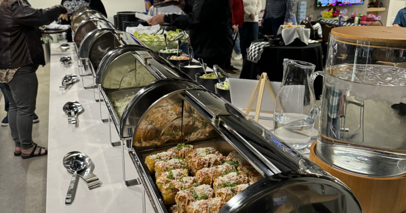 Interior, Chafing dishes with food for an event