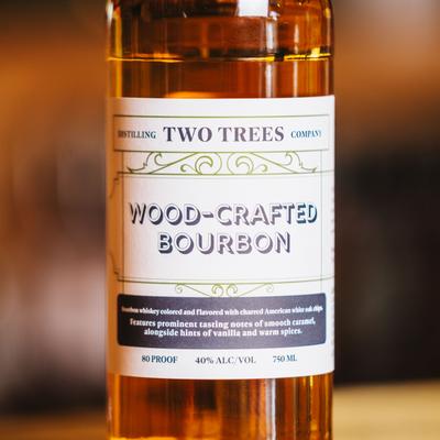 A closeup on the Wood-crafted bourbon.