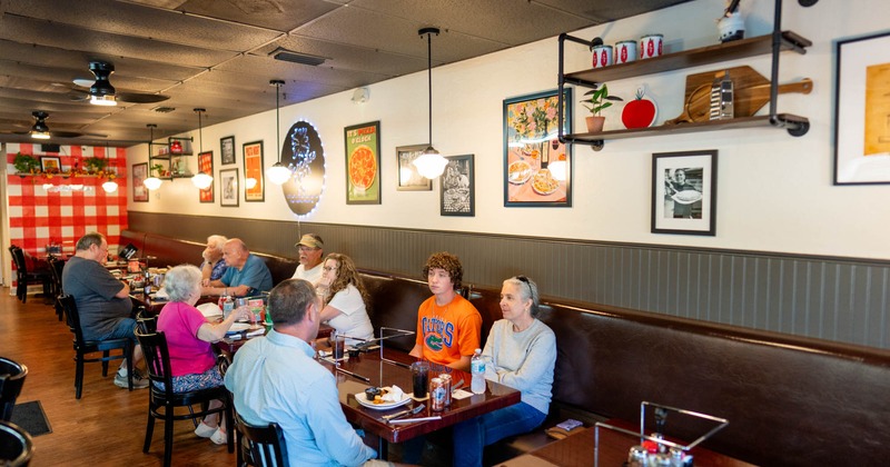 Interior, seating area with diners