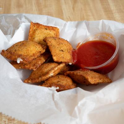Fried ravioli served with marinara sauce.