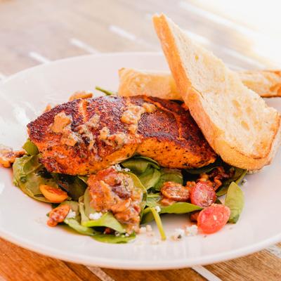Blackened Salmon Spinach Salad