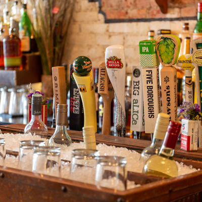 Beer taps closeup