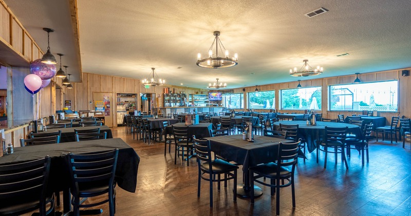 Interior, wide view, dining area