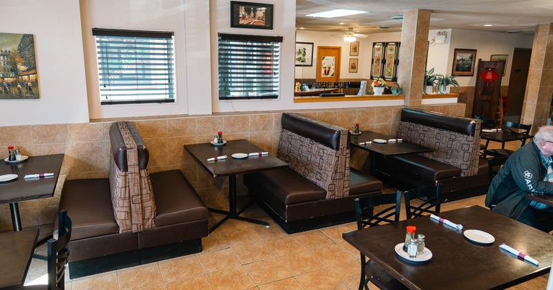 Interior, dining booths